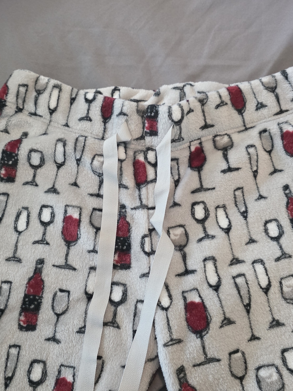 Cozy Plush Wine Glass Print Pants